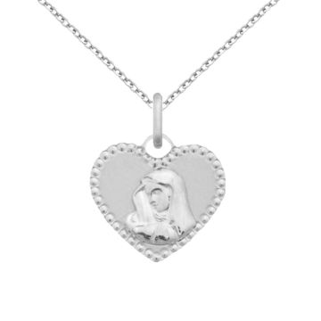 Médaille coeur vierge Marie argent personnalisé - 2446