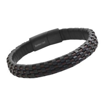 Bracelet cuir noir et marron personnalisé - 2481