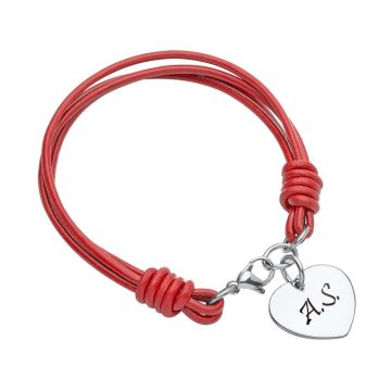 Bracelet cuir rouge personnalisé - 1784