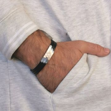 Bracelet cuir trois rangs personnalisable - 2368