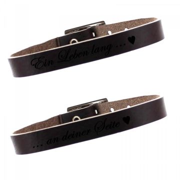 Bracelet duo cuir marron personnalisé - 1998