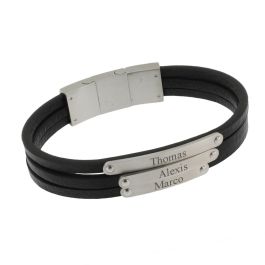 Bracelet cuir trois rangs personnalisable - 2368